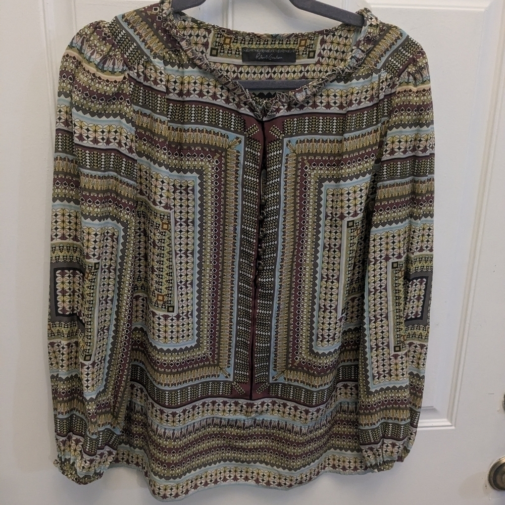 Robert Graham Geometric Silk Blouse